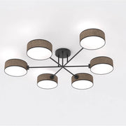 Lampada a sospensione Maga a sei luci con struttura in acciaio nero