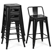 Set di 4 sgabelli da bar impilabili 43 x 43 x 79 cm design moderno con schienale ergonomico rimovibile acciaio nero 20_0019634