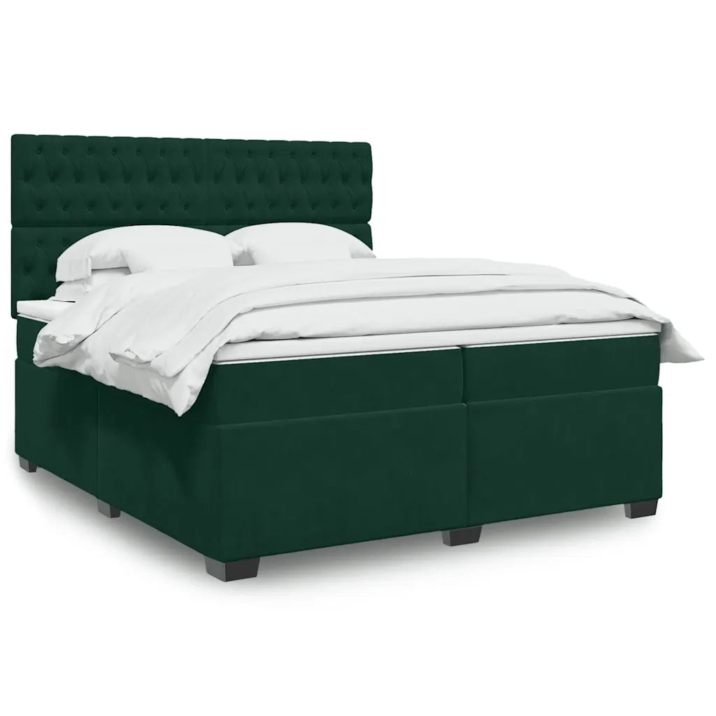 Giroletto a Molle con Materasso Verde Scuro 200x200 cm Velluto 3293311