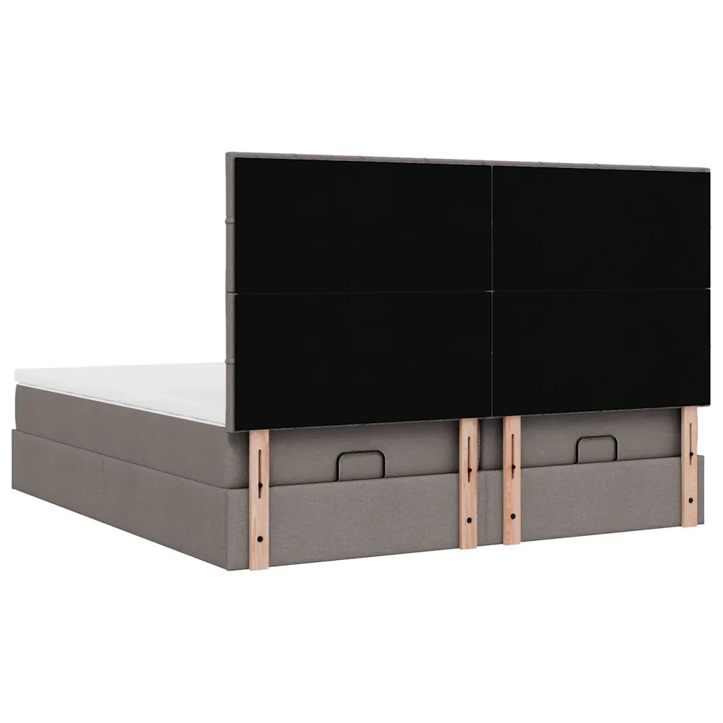 Struttura Letto Pouf con Materassi Tortora 200x200 cm Tessuto 3313703