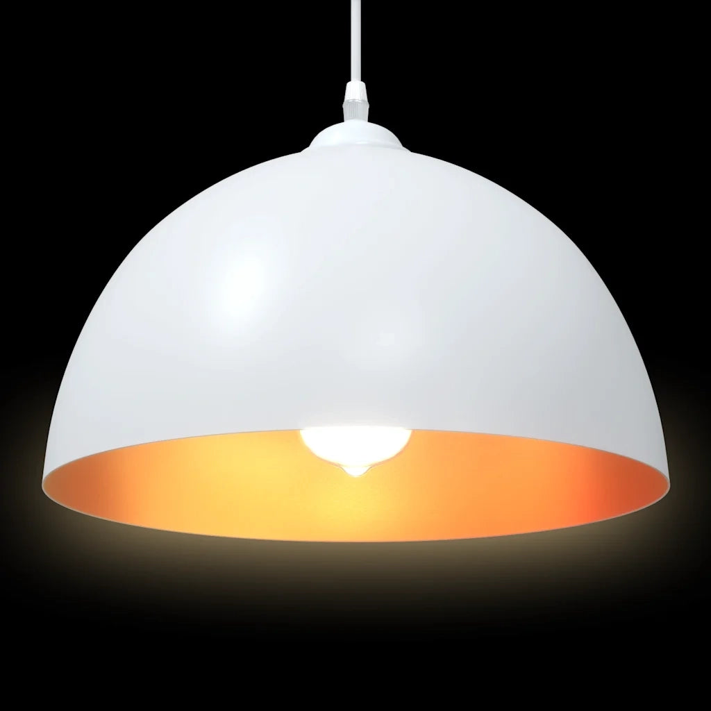 Lampada a Sospensione 2 pz Regolabile E27 Bianco Ø 30cm Metallo 4103452