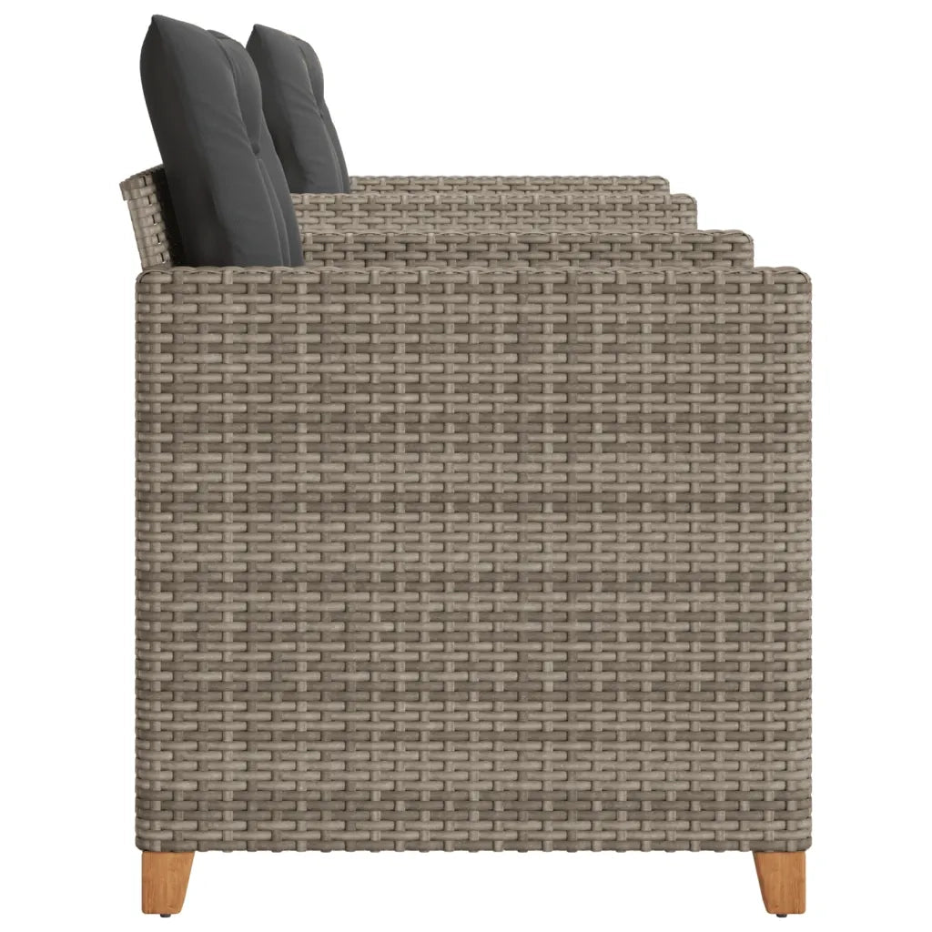 Set da Bistrò 3 pz con Cuscini Grigio Polyrattan e Legno Acacia 366310