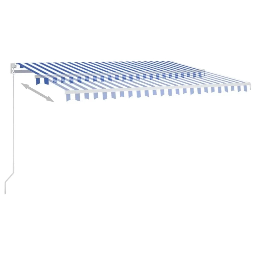 Tenda da Sole Retrattile Manuale con LED 450x350 cm Blu Bianca 3069001