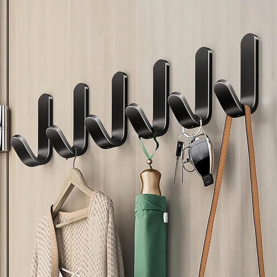 12 haken autoadesivi 3 m autoadesivi per parete resistenti all'acqua per camera da letto, bagno, cucina, soffitto per appendere asciugamani (nero)