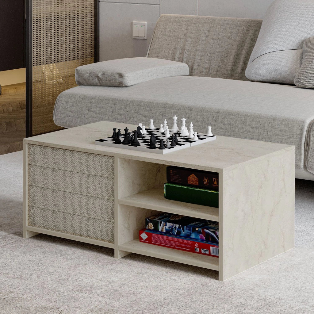 Tavolino in legno "Gord" - 90 x 45 x 44 cm - Travertino