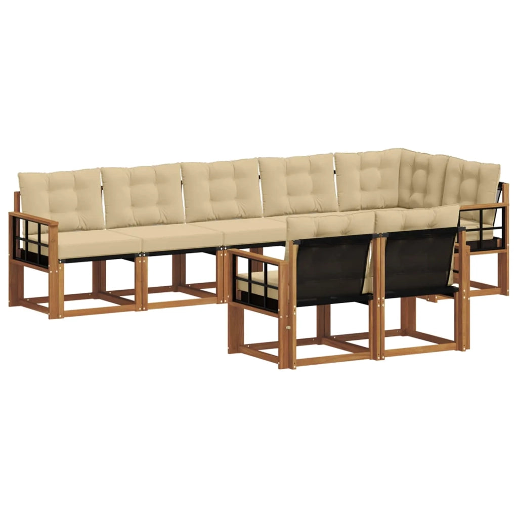 Set di divani da esterno con cuscino 8 pcs Naturale e Beige 3368792