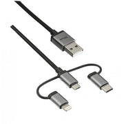 Cavo USB 2.0 3 in 1 - connettori micro-USB, USB-C e Lightning - per ricarica e collegamento pc - 1 Metro