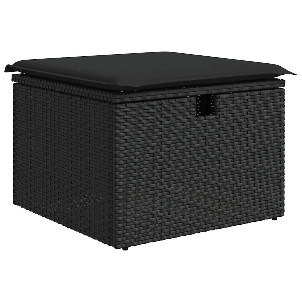 Set Divano da Giardino con cuscino 6 pcs Nero Poly Rattan