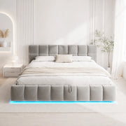 Letto matrimoniale imbottito 180x200 cm con LED e contenitore