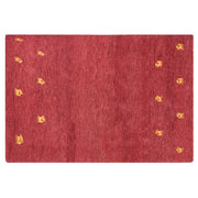 Tappeto Gabbeh di lana rossa fatto a mano con motivo animale 140 x 200 cm stile boho soggiorno camera da letto