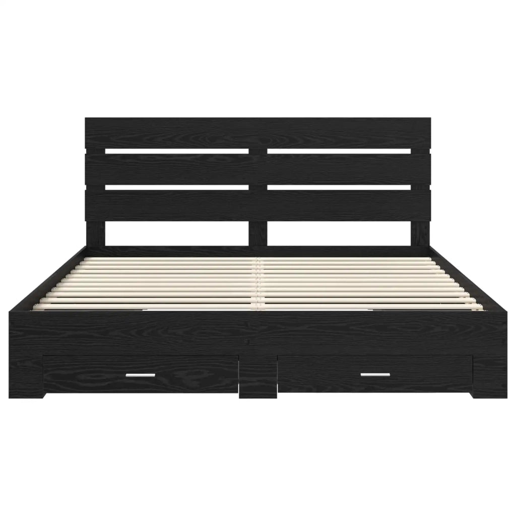 Struttura del letto-Giroletto Rovere Nero 180 x 200 cm Legno multistrato 829700