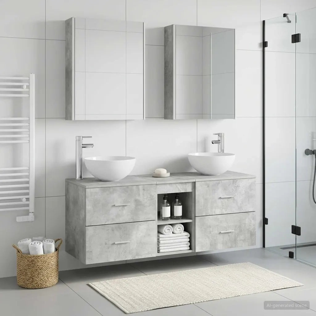 Set di mobili per il bagno 5 pcs Grigio Cemento 3406730