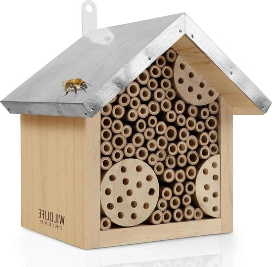 Dak per Apicoltura in Metallo per Apis pericolanti - Montato in Legno di Faggio - Resistente alle Intemperie - Aiuto per Nido per Insetti