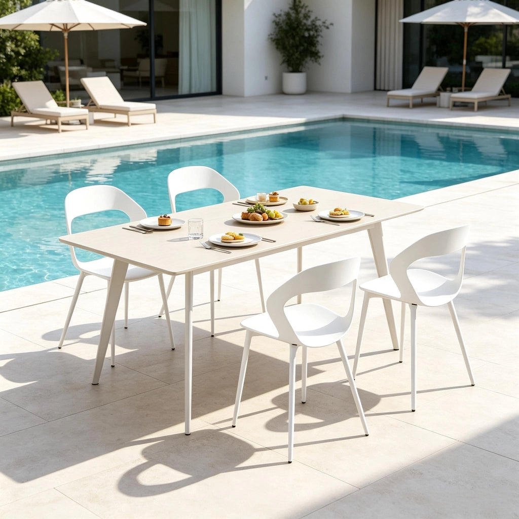Set di sedie da pranzo a 4 posti in pp e metallo bianco con schienale ergonomico e struttura stabile 51 × 44 × 83 cm
