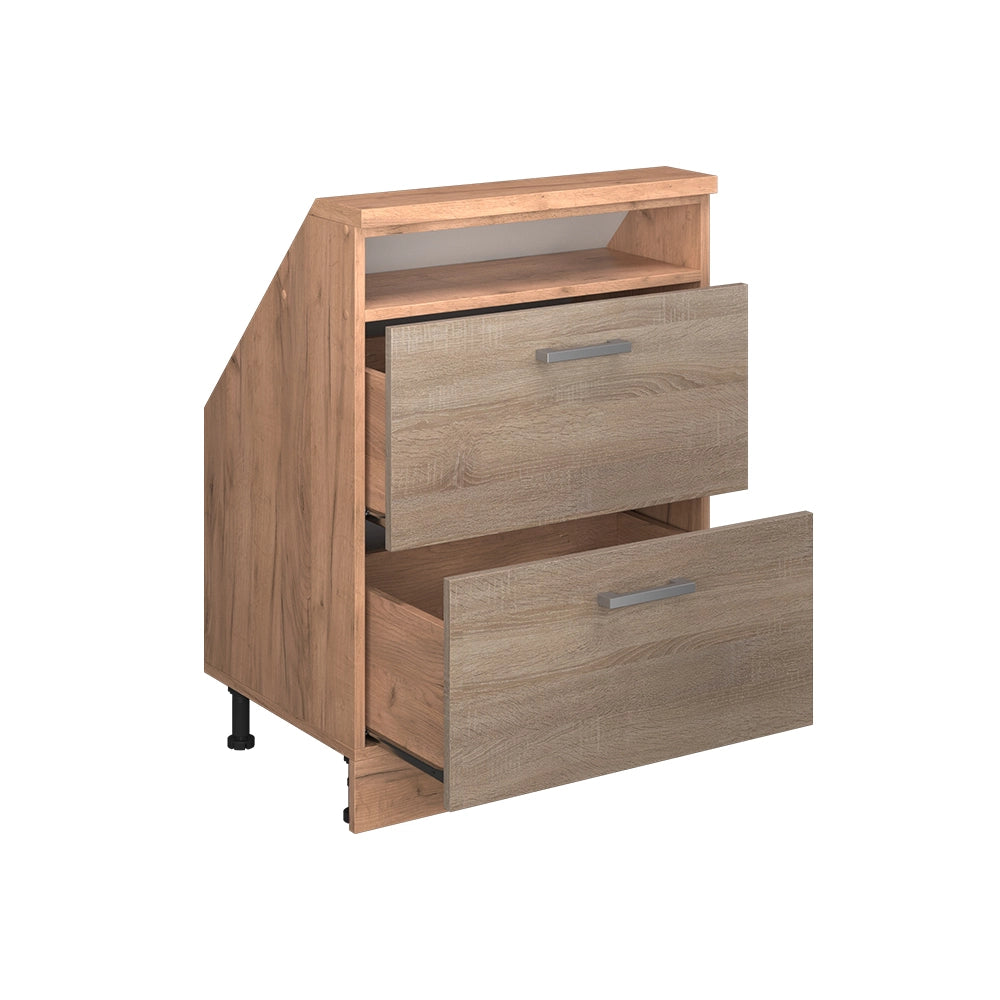 Mobile sottotetto Rion Sonoma/Rovere dorato con 2 cassetti Vicco