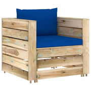 Set Salotto da Giardino 2 pz con Cuscini Legno Impregnato Verde 3074541