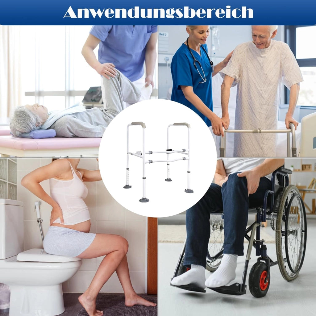 FIVMEN Supporto per WC in piedi regolabile in altezza con braccioli, supporto per WC, senza foratura, per anziani e disabili, fino a 200 kg