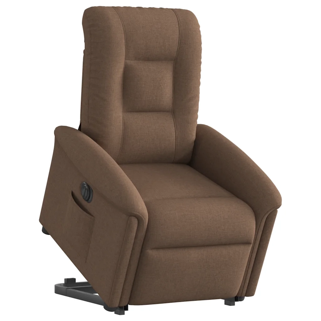 vidaXL Poltrona Alzapersona Reclinabile Elettrica Marrone Tessuto
