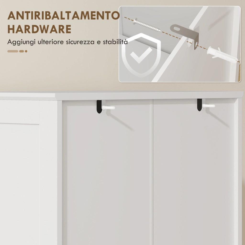 Credenza Cucina ¨C zephmum ¨C 162 cm, Ante Soft-Close Acrilico, Bianco
