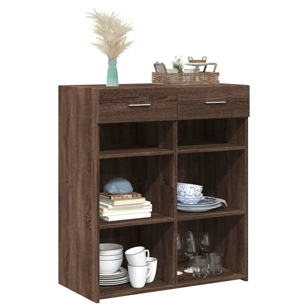 Credenza-Buffet-Armadio da cucina Rovere Marrone 80x42,5x93 cm in Legno Multistrato 401406