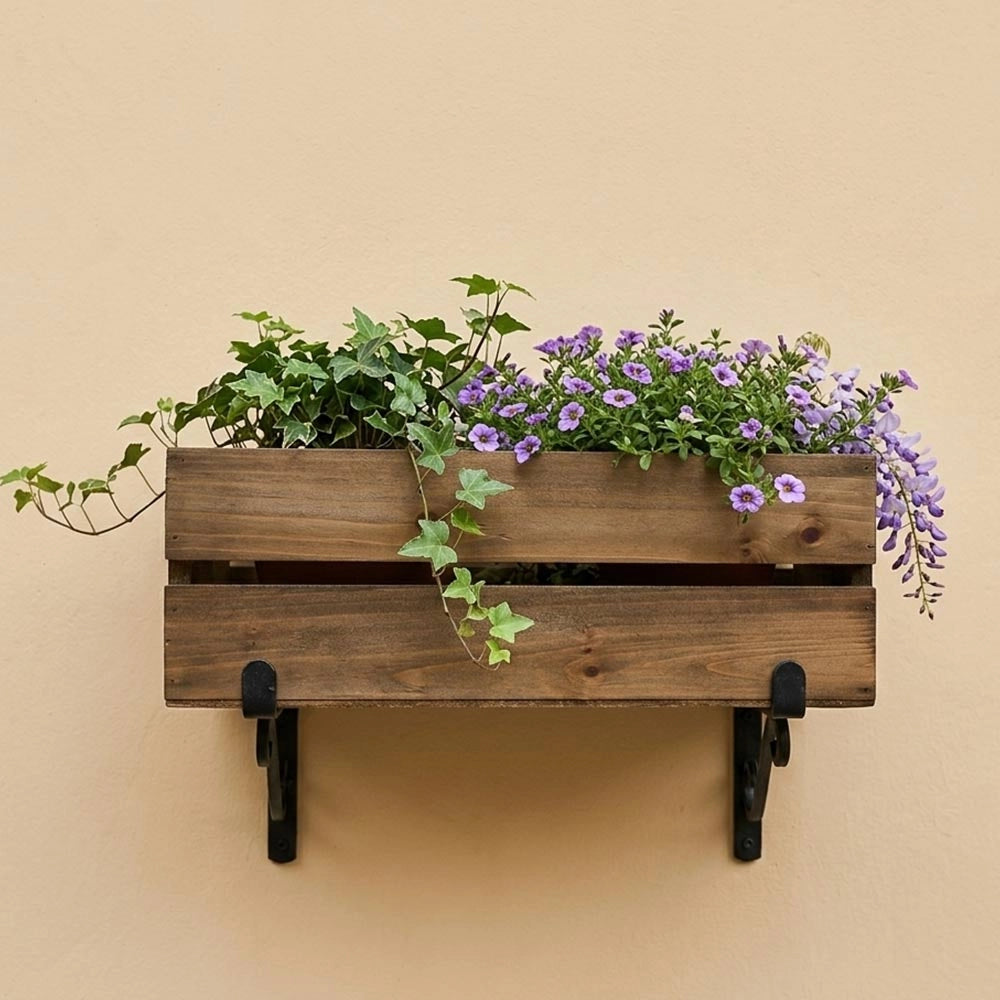 Cassettina Contenitore Portaoggetti in Legno Marrone con manici cm 40 x 28 x h15