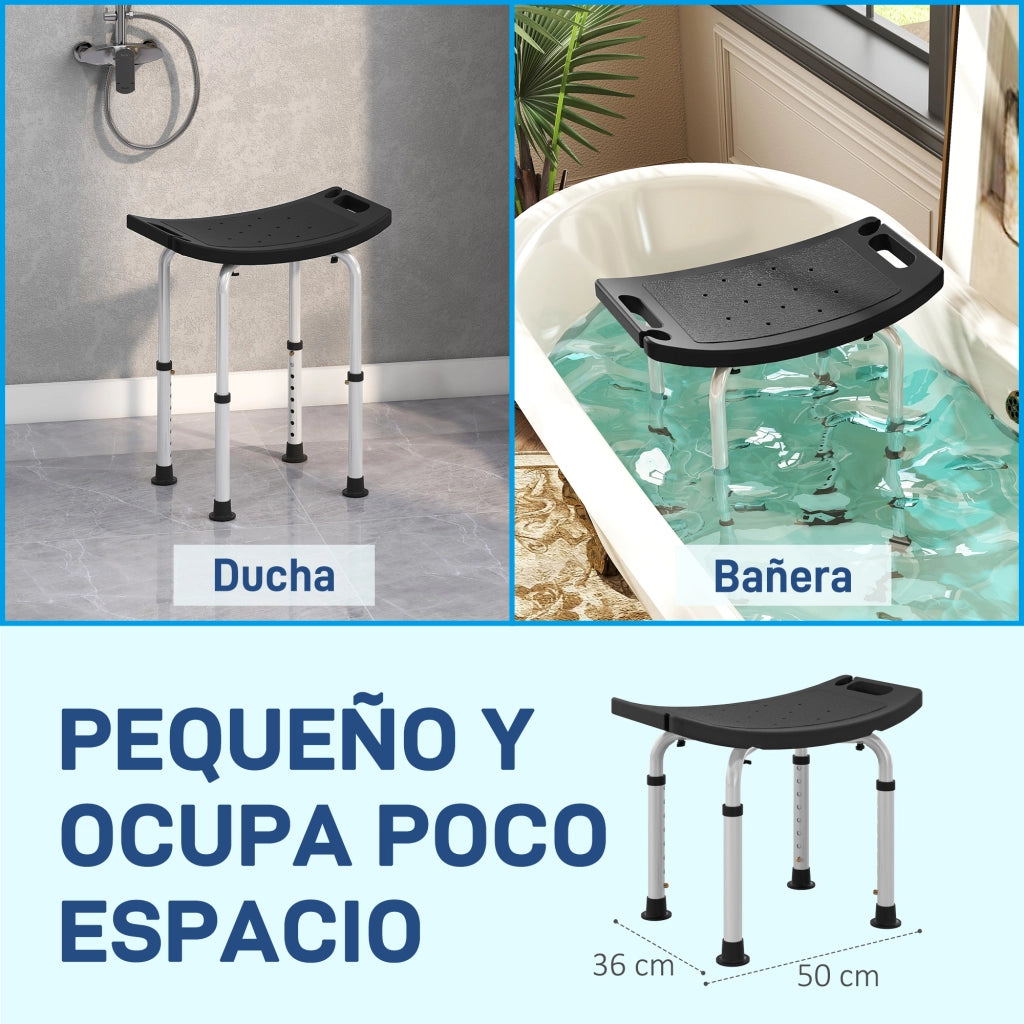 Sgabello da Doccia Regolabile ¨C Zephmum ¨C Alluminio Antiscivolo Nero 135 kg