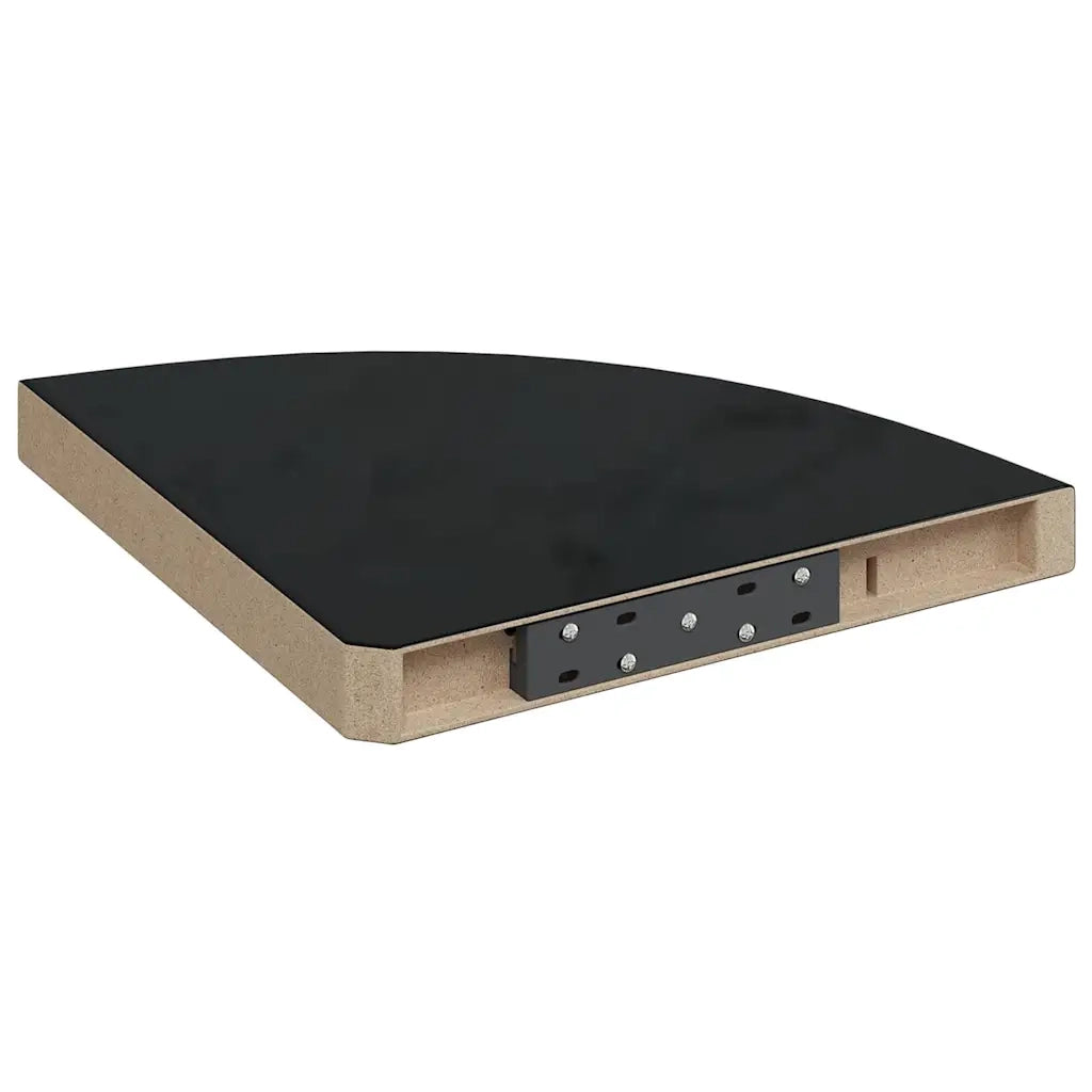 Scaffale Angolare a Parete Nero Lucido 35x35x3,8 cm in MDF cod mxl 32770