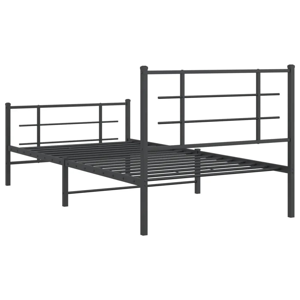 Giroletto con Testiera e Pediera Metallo Nero 107x203 cm 355575
