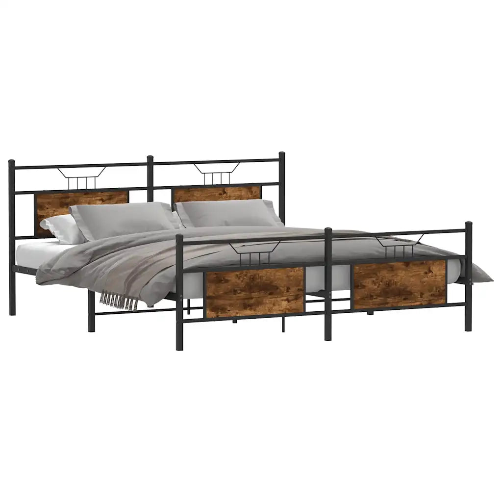 Giroletto senza Materaso in Metallo Rovere Fumo 160x200 cm 3325092