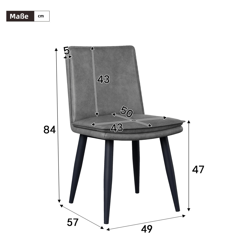 Sedie da Pranzo Imbottite ¨C MINIMAL ¨C Velluto Grigio, Set 2 Pezzi, Stile Moderno