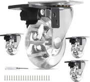 Ruote per mobili 50 mm con freno - Set da 4 - Capacità di carico 160 kg - 360 gradi di rotazione - Ruote regolabili per mobili su pallet