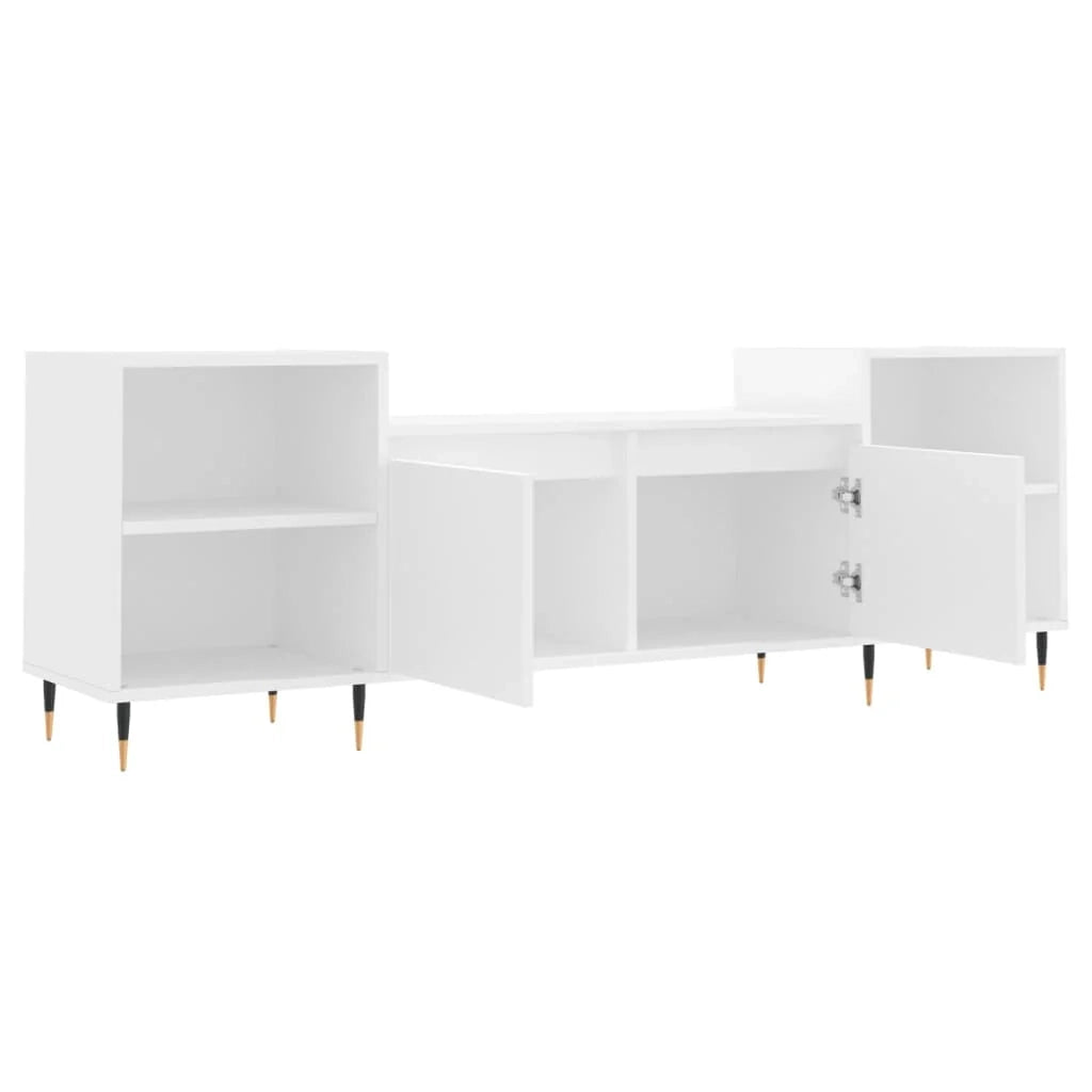 Mobile TV multimediale mensola TV credenza mobile TV sala da pranzo soggiorno camera da letto 160 x 35 x 55 cm legno ingegnerizzato bianco 02_0026061