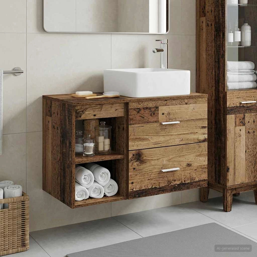Set di mobili per il bagno 2 pz Legno antico 3403886