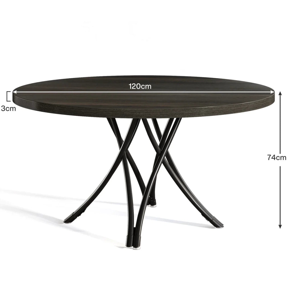 Tavolo da pranzo rotondo nero Ø120 cm per 4-6 persone