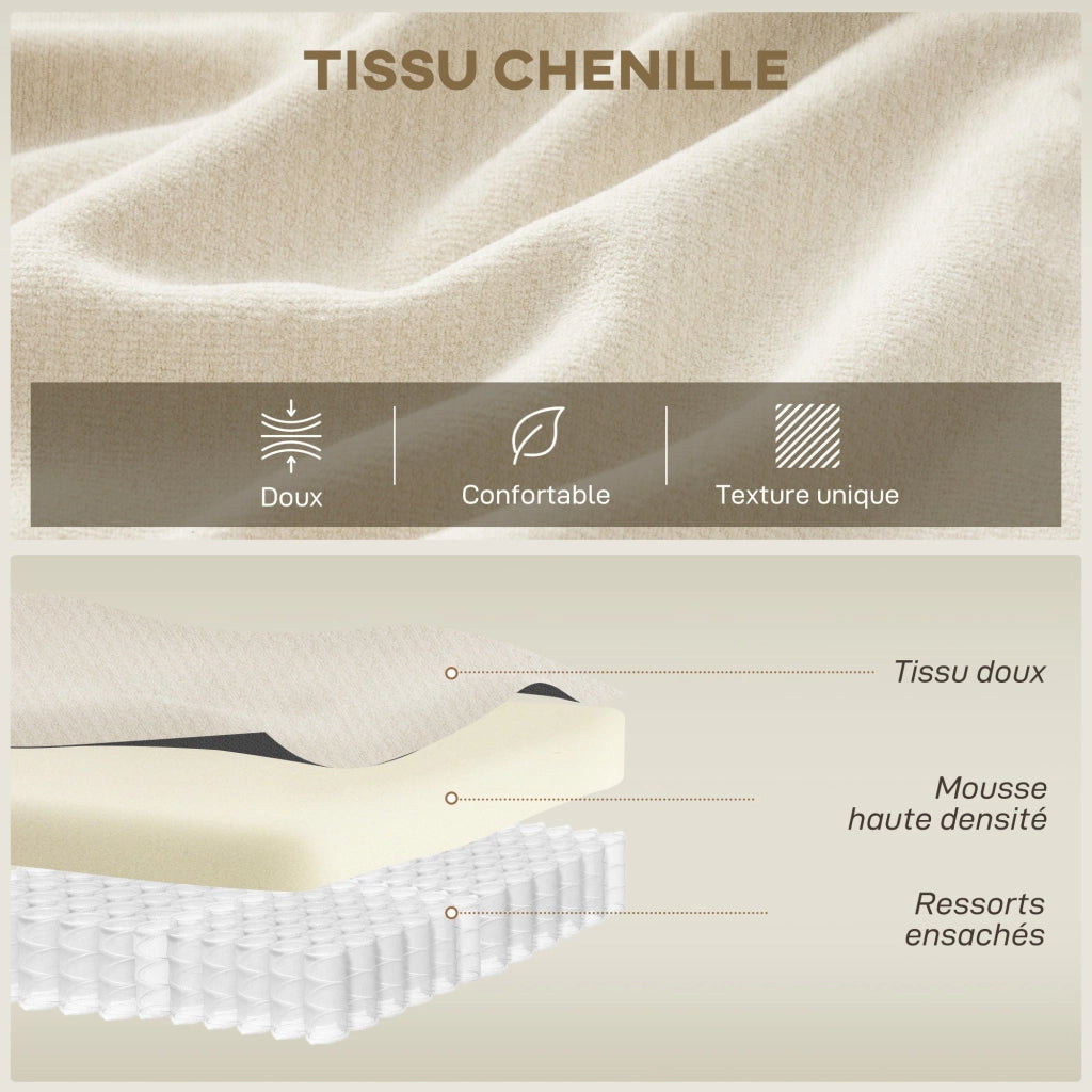 Divano 3 posti in chenille 260 cm ¨C zephmum ¨C crema