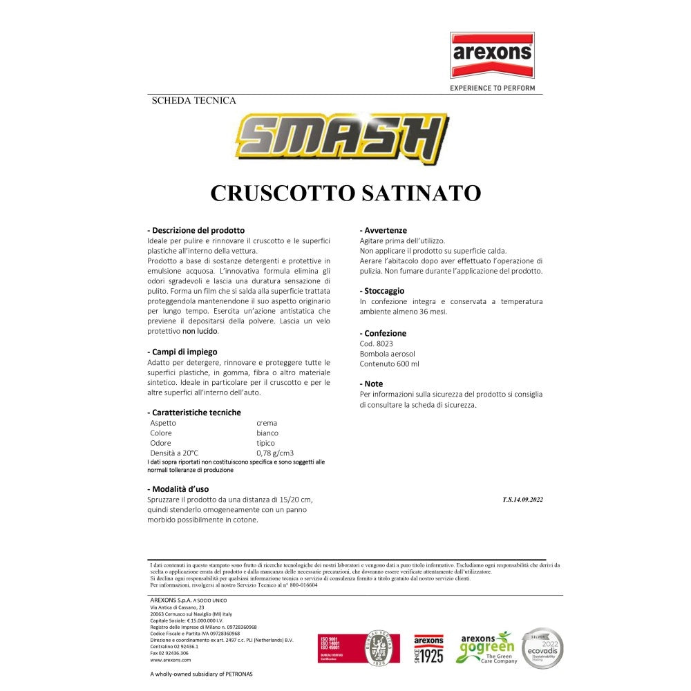 Smash 600ml pulisci cruscotto spray satinato