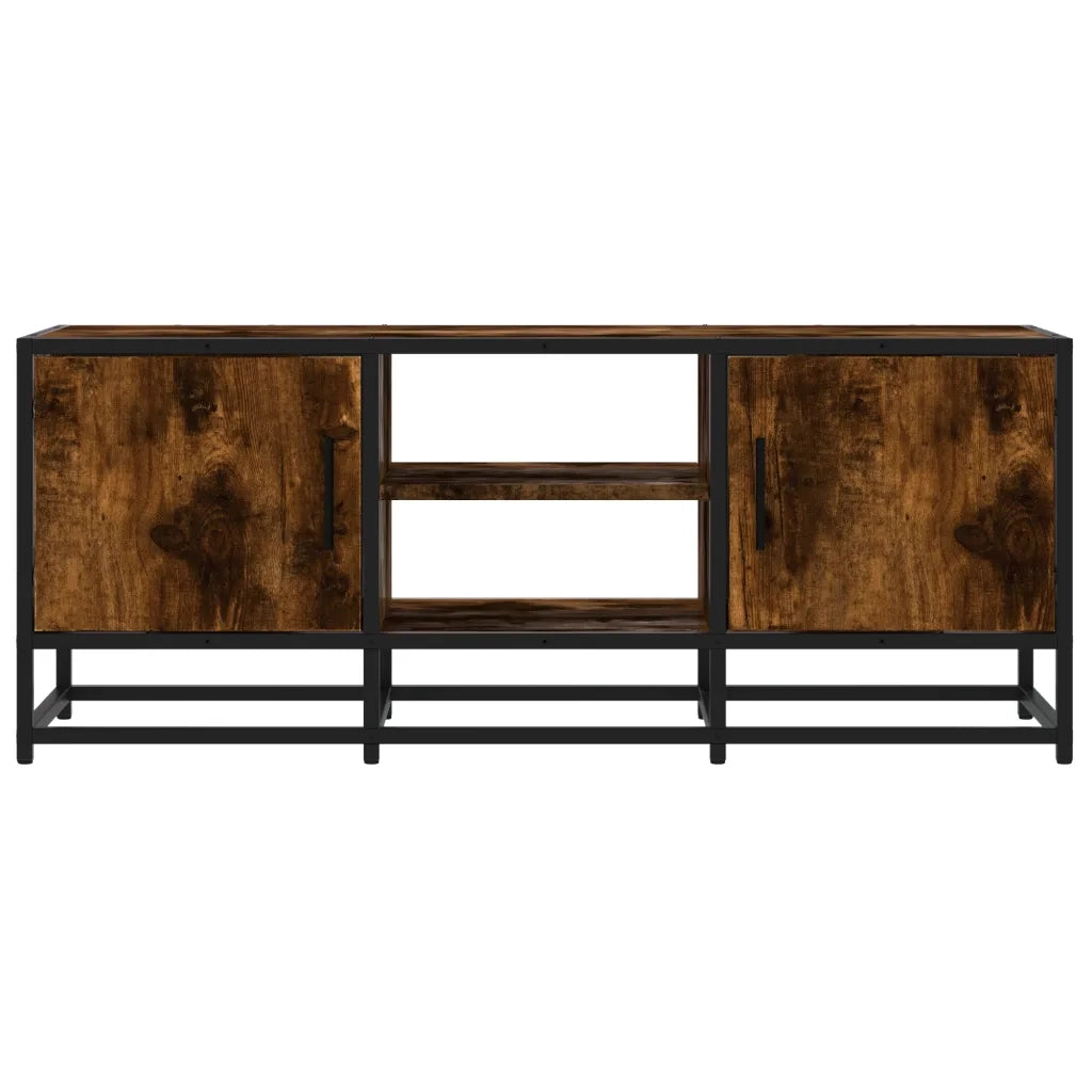 Mobile TV Rovere Fumo 100x35x41 cm Legno Multistrato e Metallo