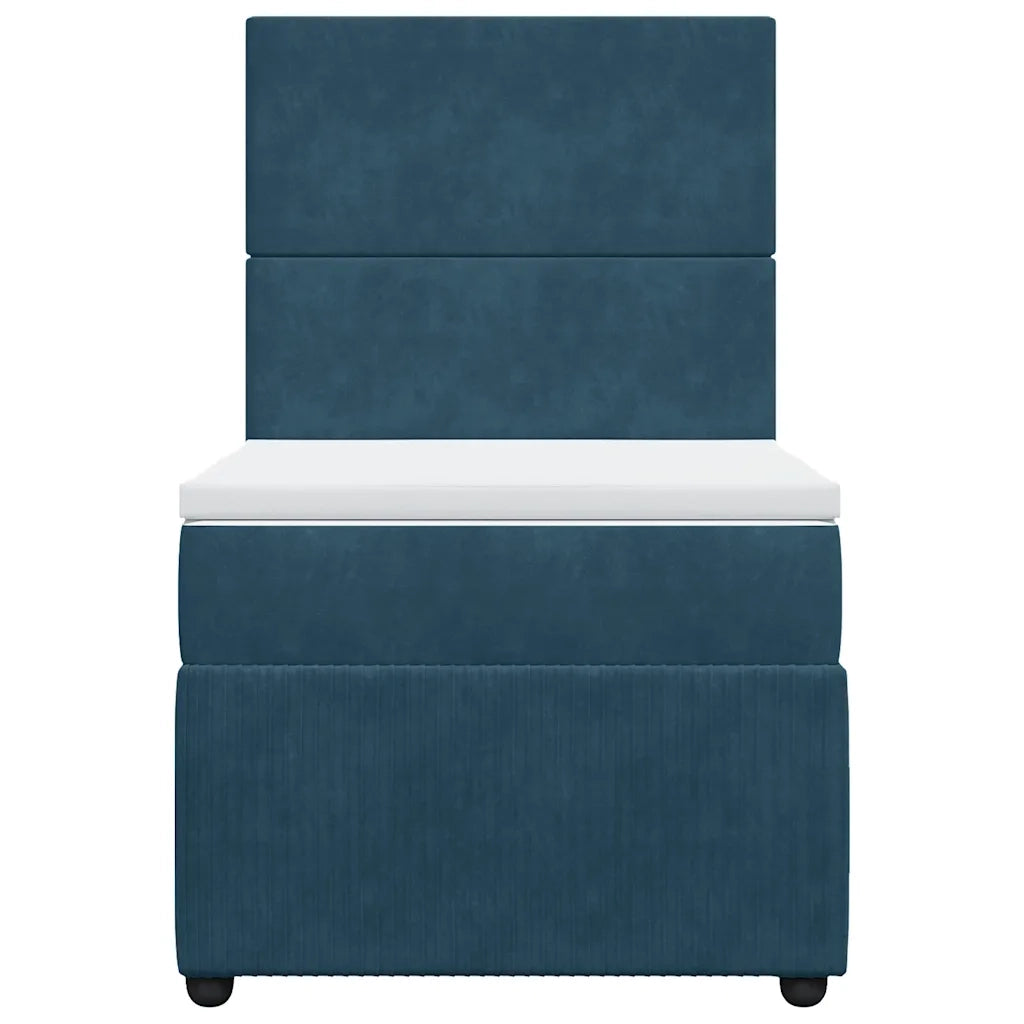 Giroletto a Molle con Materasso Blu Scuro 90x190 cm in Velluto
