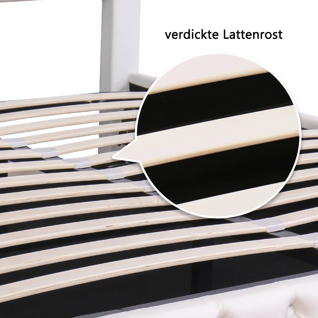Letto Contenitore 160x200 cm; LED Regolabile; Testiera - Bianco PU