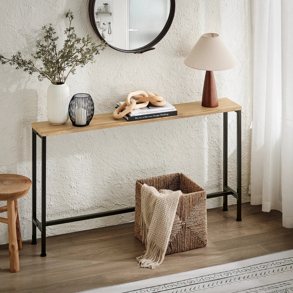 Tavolo da Consolle Vintage Tavolo da Ingresso Tavolo per Divano salvaspazio L120*P20*A65 cm Naturale FSB19-E