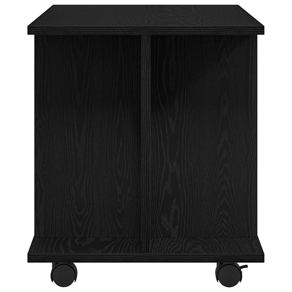 vidaXL Mobile TV Ruote Rovere Nero 80x40x45cm Legno Multistrato