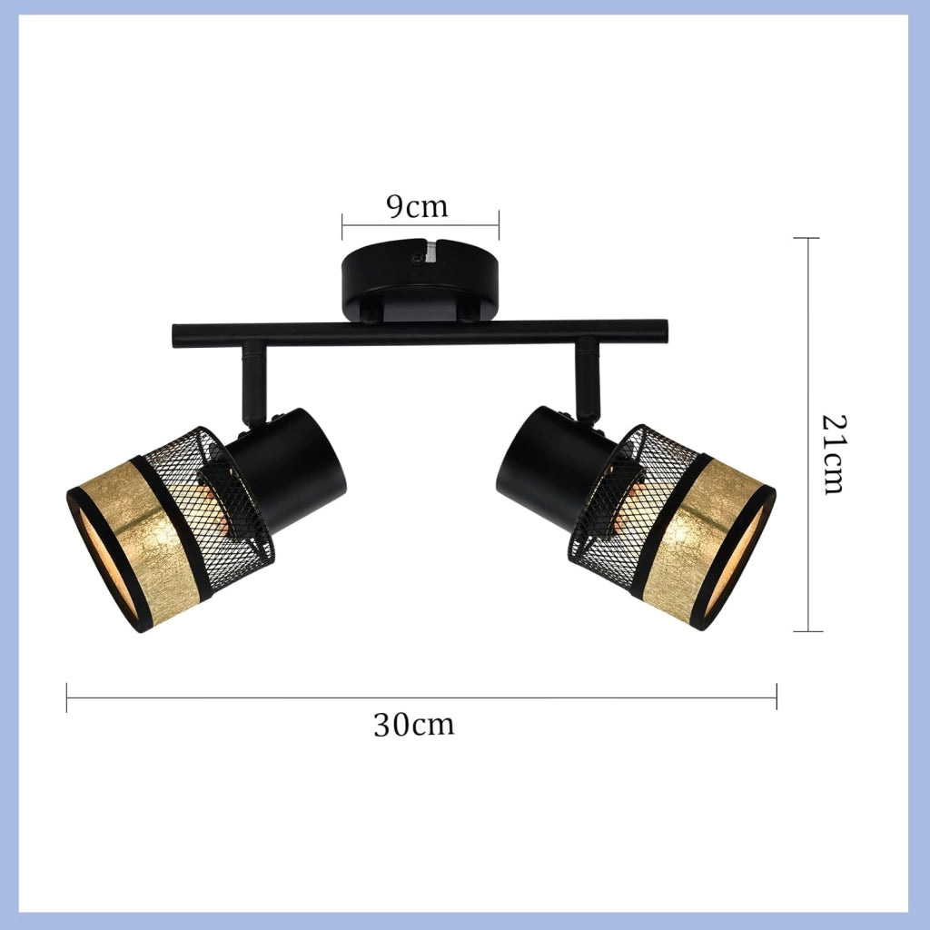 ZMH Lampada da soffitto faretto E27 nero orientabile 330° vintage per soggiorno