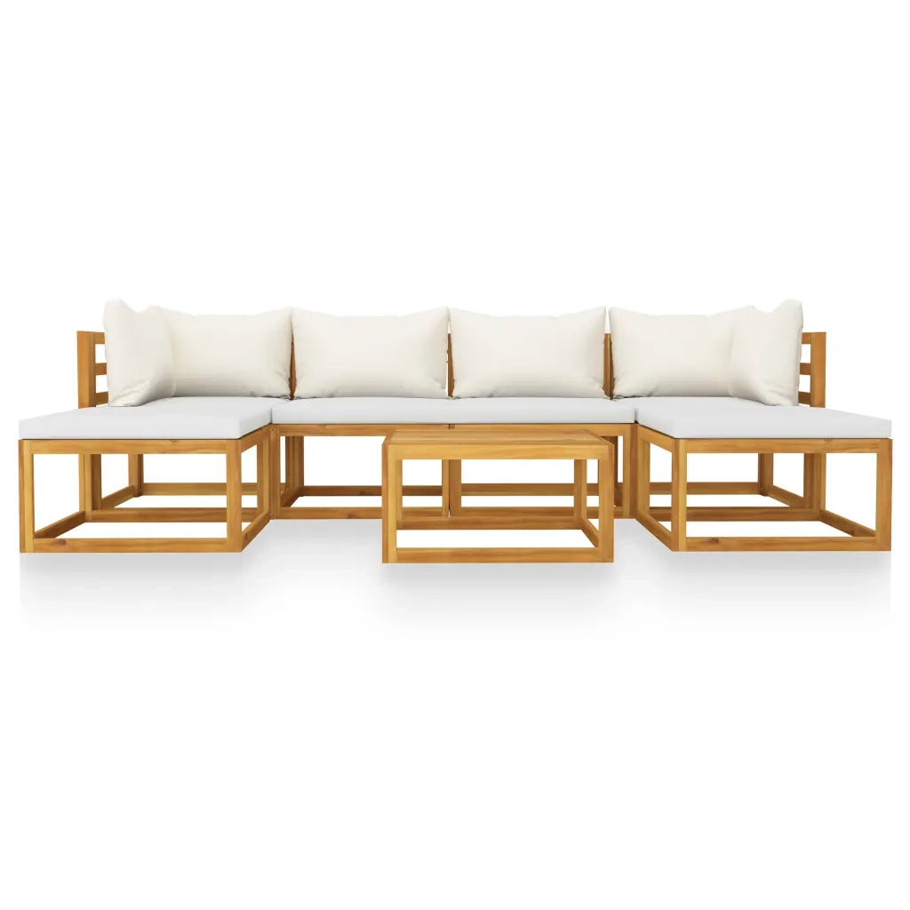 Set Divani da Giardino 7 pz con Cuscini Crema in Legno Acacia cod mxl 41684