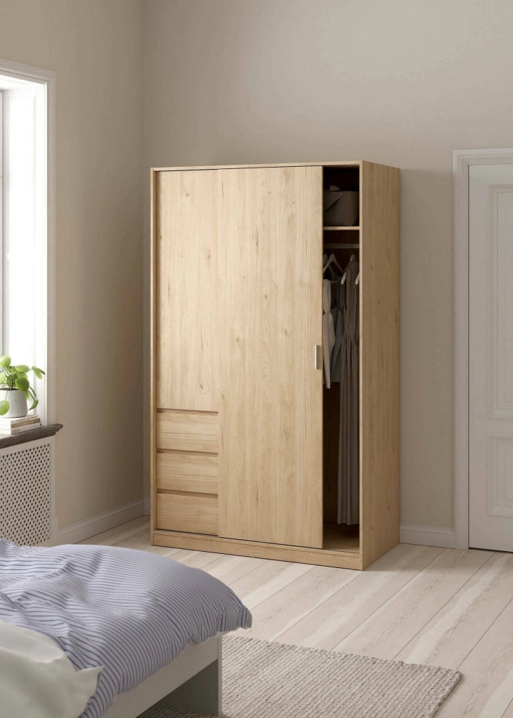 Guardaroba 2 ante Sanjose, Mobile camera da letto, Cabina armadio portabiti, Armadio appendiabiti, 119x60 h200 cm, Rovere