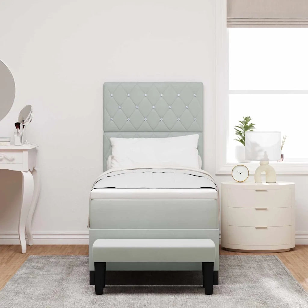 Letto a molle con materasso Grigio chiaro 80 x 200 cm Velluto