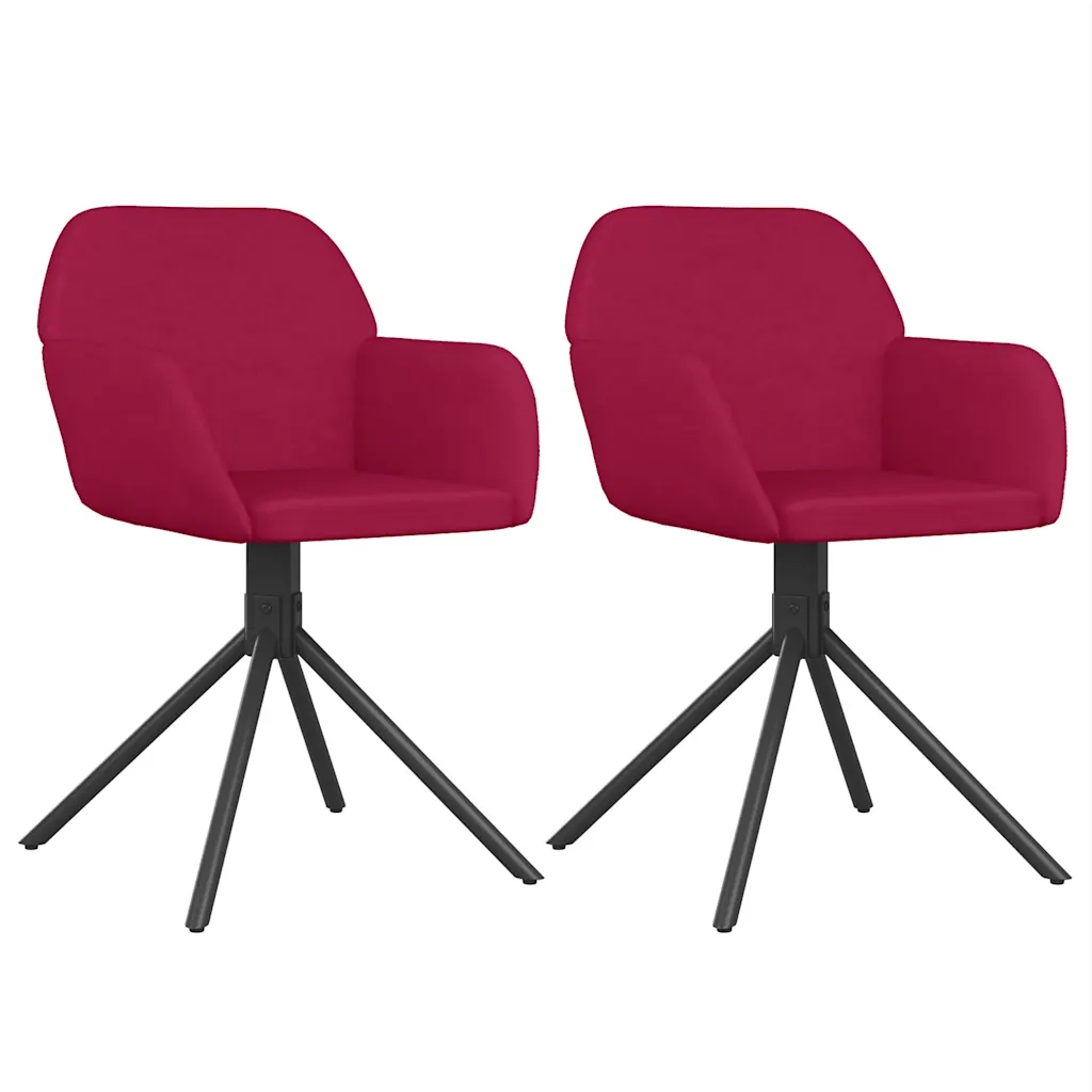 Sedie da Pranzo Girevoli 2 pz Rosso Vino in Velluto 344745
