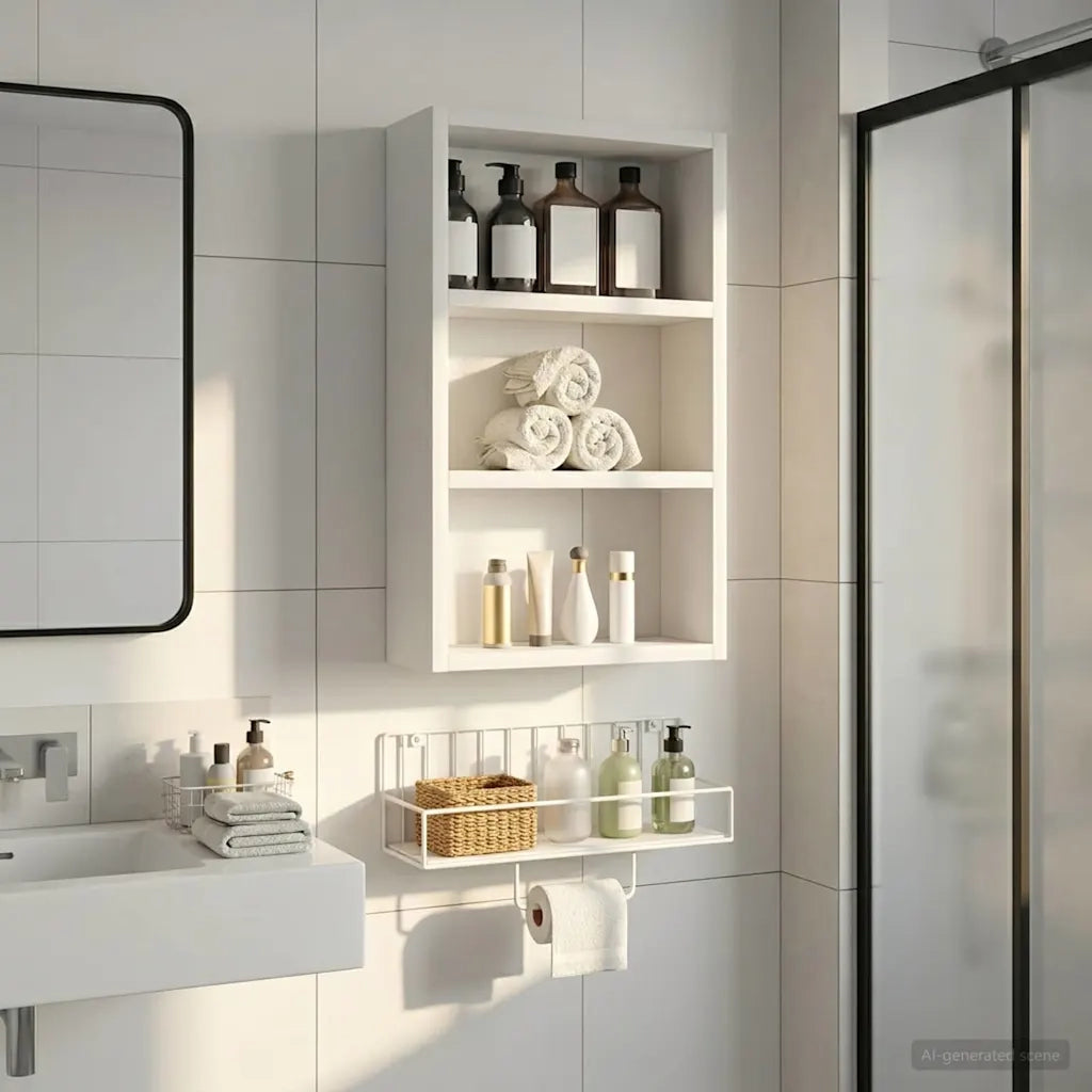 Armadio da bagno a muro con lo scaffale Bianco 30 x 10 x 50 cm