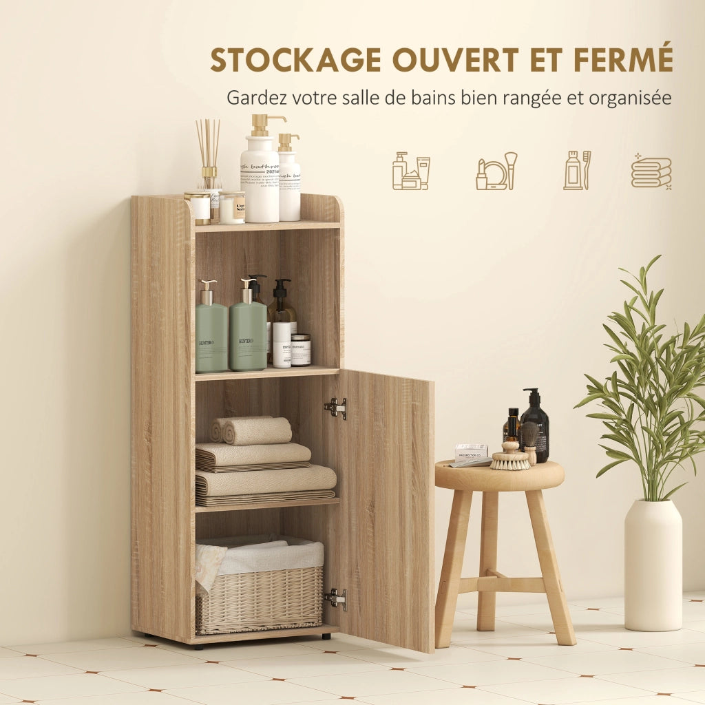 Mobile Bagno Stretto 4 Ripiani Aperto ¨C zephmum ¨C Legno Rovere 40x31x104