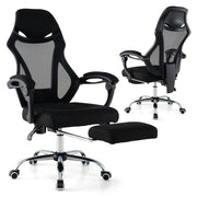 Sedia da ufficio ergonomica in rete con schienale inclinabile e altezza regolabile, Poltrona girevole Nero-Sedie da ufficio