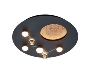Plafoniera LED effetto lunare, metallo, nero e caffè, D 50 cm, Zodiac